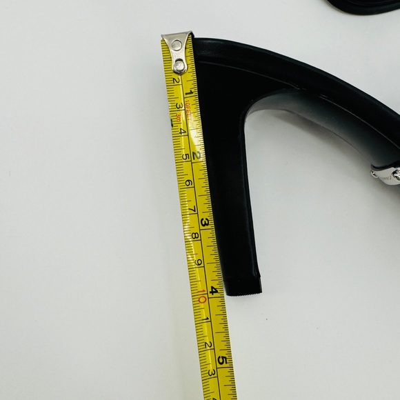 Rebecca Minkoff Edie Chain Strappy Black Heels Size 7.5 Leather Square Toe - Picture 6 of 11